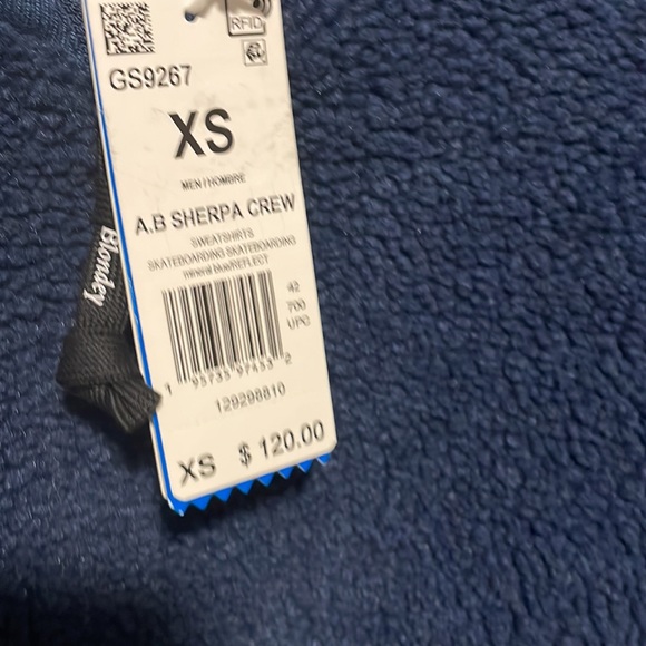 Adidas A.B Sherpa Crew + Shorts extra small and small  blondey navy - Picture 4 of 5